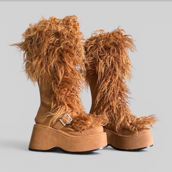 Dolls Kill Shoes - DollsKill | NWB Current Mood Bratz Y2K Platform Yasmin Brown Fur Boots